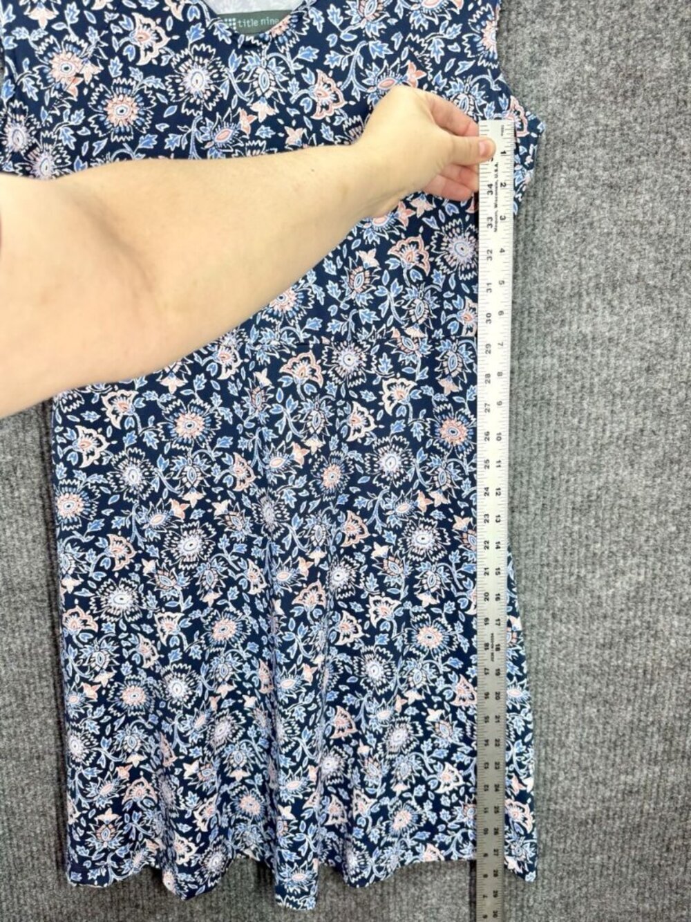 Title Nine Diamalete Dress Women M Blue Floral Athleisure Sleeveless V-Neck Mini - Picture 7 of 9
